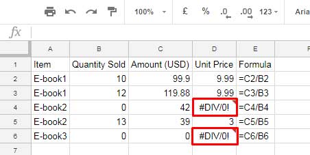 #DIV/0 ERROR handling