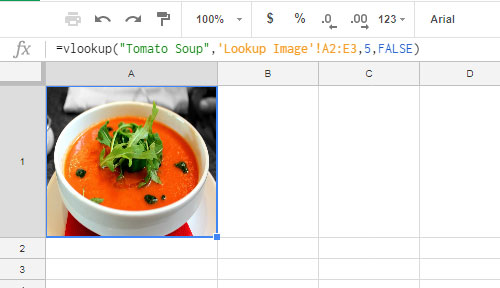 Vlookup formula to lookup images in Google Sheets