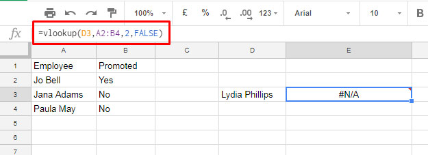 Using the VLOOKUP and ISERROR Functions in Google Sheets