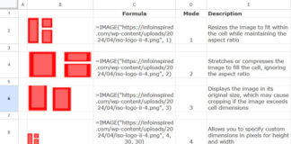 IMAGE function and its modes in Google Sheets