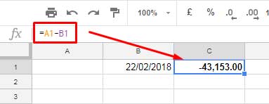 date difference when blank cell in google sheets