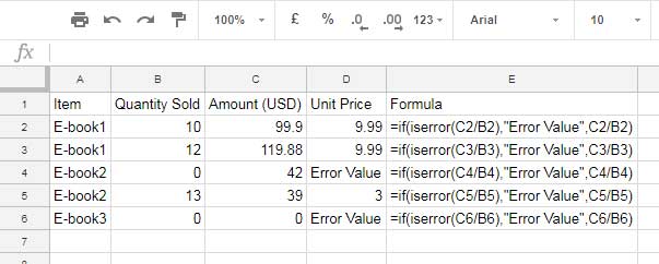 Using the IF and ISERROR Functions in Google Sheets