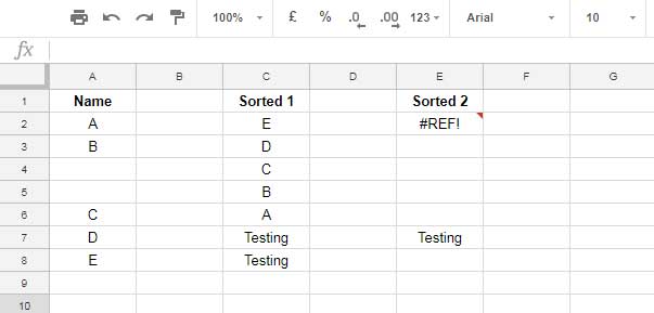 Removing Blank Rows while Sorting in Google Sheets