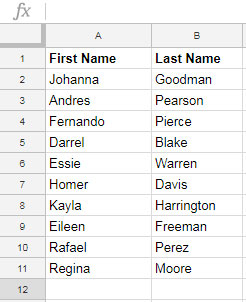 Sample Data - Array formula to join multiple columns in Google Sheets