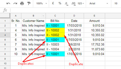 google sheets highlight duplicates in a column