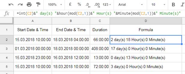 Convert Time Duration To Day Hour Minute In Google Sheets