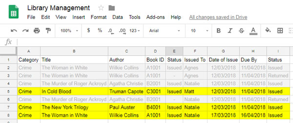 Formula - Library Book Issue and Return Tracking