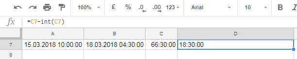 Extract Time for Time Stamp in Google Sheets