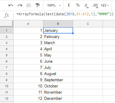 Convert Numbers To Month Name In Google Sheets