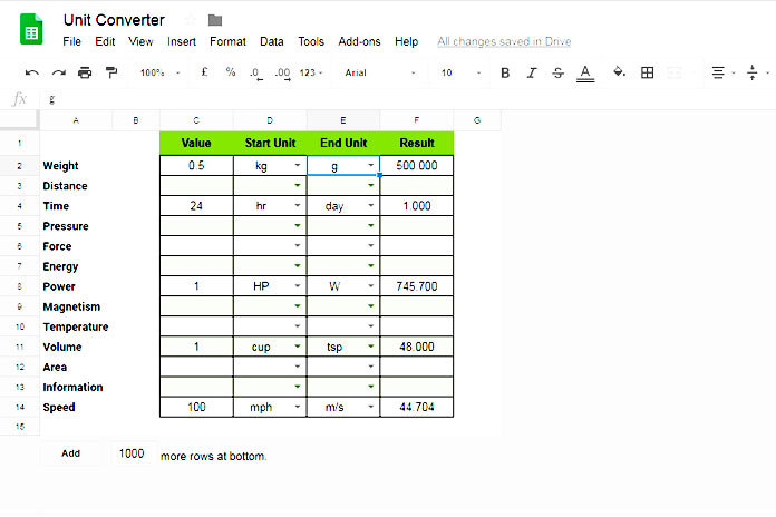 google spreadsheet converter to graph