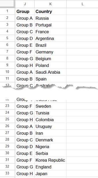 Stacking Data with Category and Item Columns in Google Sheets