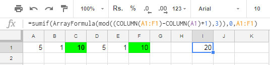 sum every Nth Column in Google Sheets