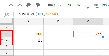 Arithmetic Mean of Visible Cells in Google Sheets