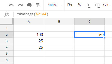 Average Function in Google Sheets - Formula Examples