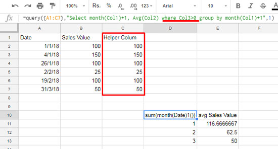 exclude hidden rows in group wise average