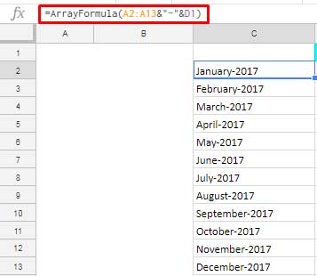 Join Year to Month in Google Sheets