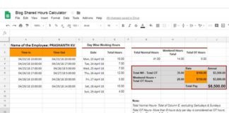 Calculate Day Wise Working Hours in Google Sheets