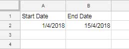 How to expand start date and end date in google sheets