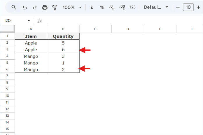 Example of extracting the last row in each group in Google Sheets using SORTN