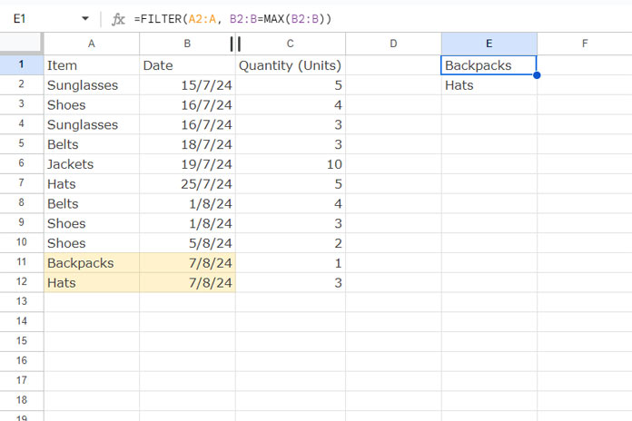 Lookup the Latest Date in a Column using FILTER