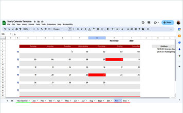 Free Dynamic Yearly Calendar Template in Google Sheets