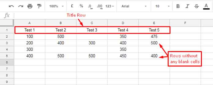 exclude row if any cell is blank - example