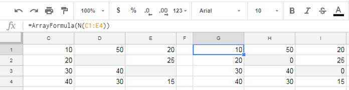 Fill Blank Cells With the Value Zero