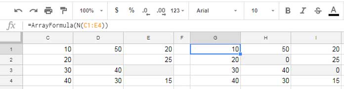 Filling Blank Cells With the Value Zero