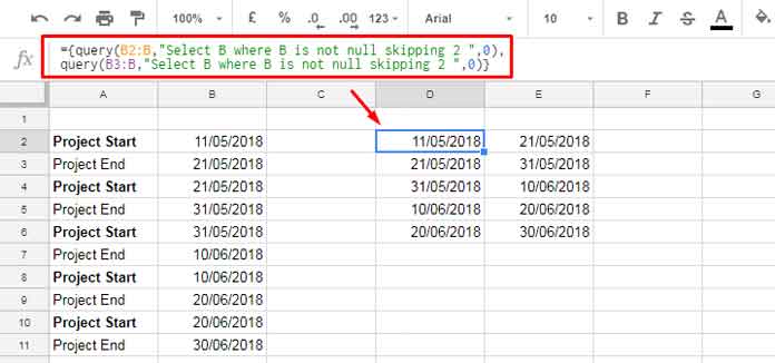 skip every other row to columns in Google Sheets with the help of Query