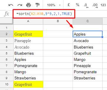 Unique One Column Using the SORTN Function