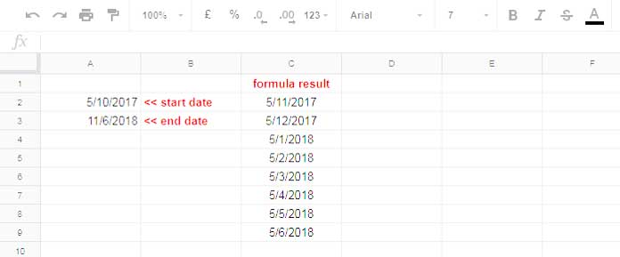 Example: Increment Months Between Two Given Dates