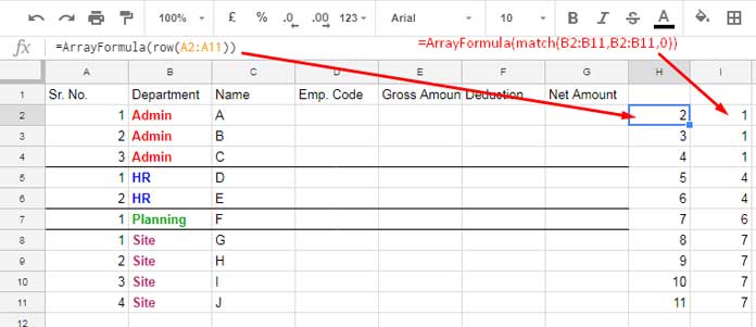 Row and Match Function to Generate Group Related Numbering