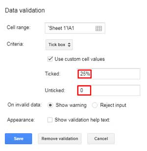 Assigning values to Tick Box via Data Validation - Tips