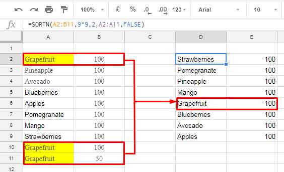 Selected Column Unique - Example