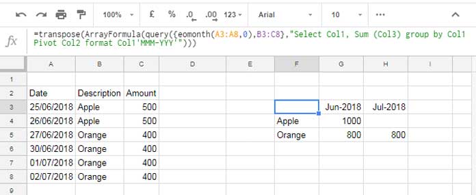 EOMONTH in Query and Grouping