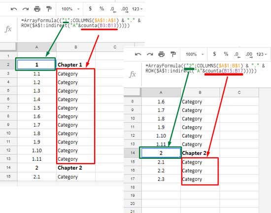1 1 1 1 2 1 3 in google sheets