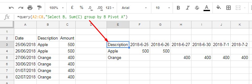 format Query Pivot Header Row Containing Date