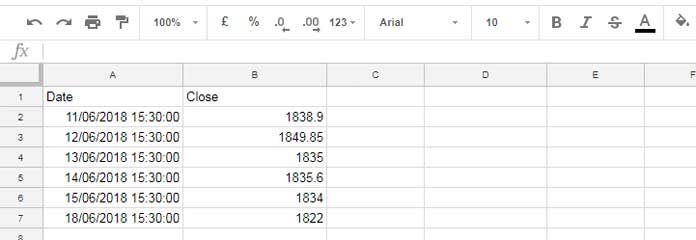 Calculating Simple Moving Average Using Google Finance Data