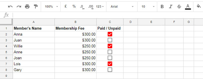 Tick Box Color Formatting