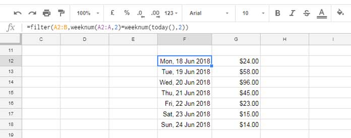 filter to extracts current weeks date range
