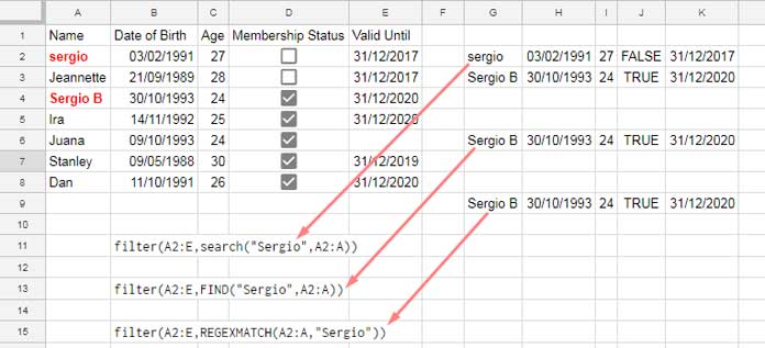 Partial and Case-Sensitive Filtering in FILTER Function: Example