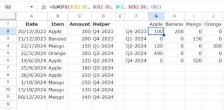 Grouping dates by quarter using a helper column - Approach 1.1 (with a category column)