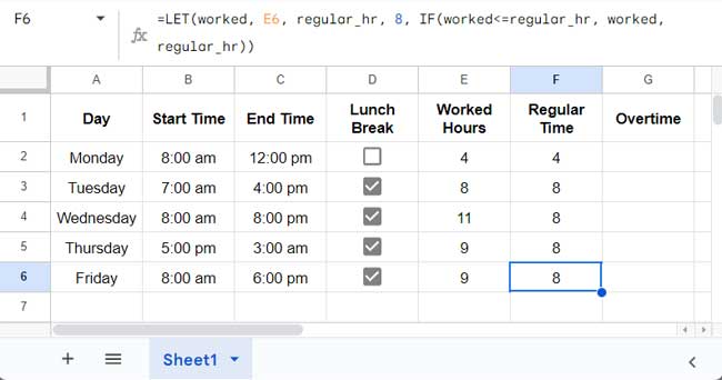 Regular Hours Calculation