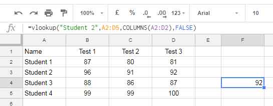 Variable in Column Index in Sheets Vlookup
