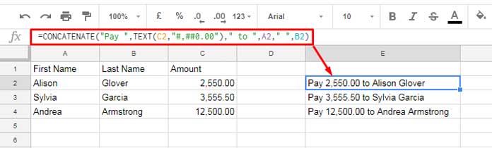 Concatenate A Number Without Losing Its Format In Google Sheets