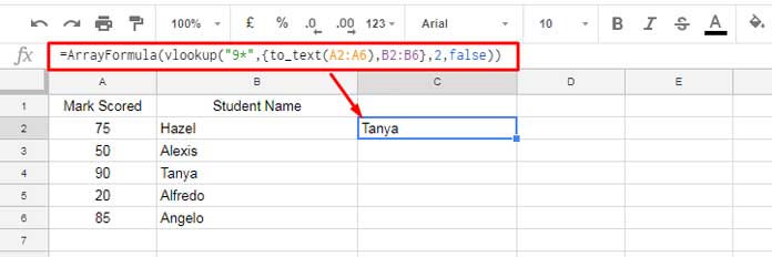 Numeric Column in Partial Match in Vlookup