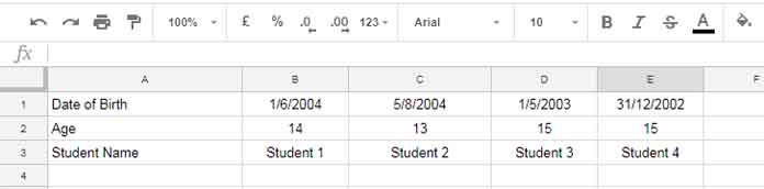 Google Sheets Reverse Hlookup Formula Example