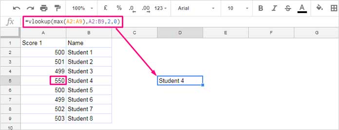 max value as the search key in Vlookup