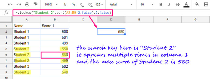 search and find max value using Vlookup