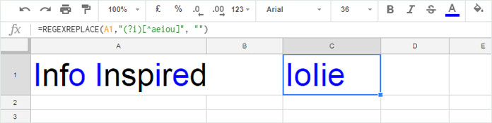 Case Insensitive Formula to Extract Vowels in Google Sheets